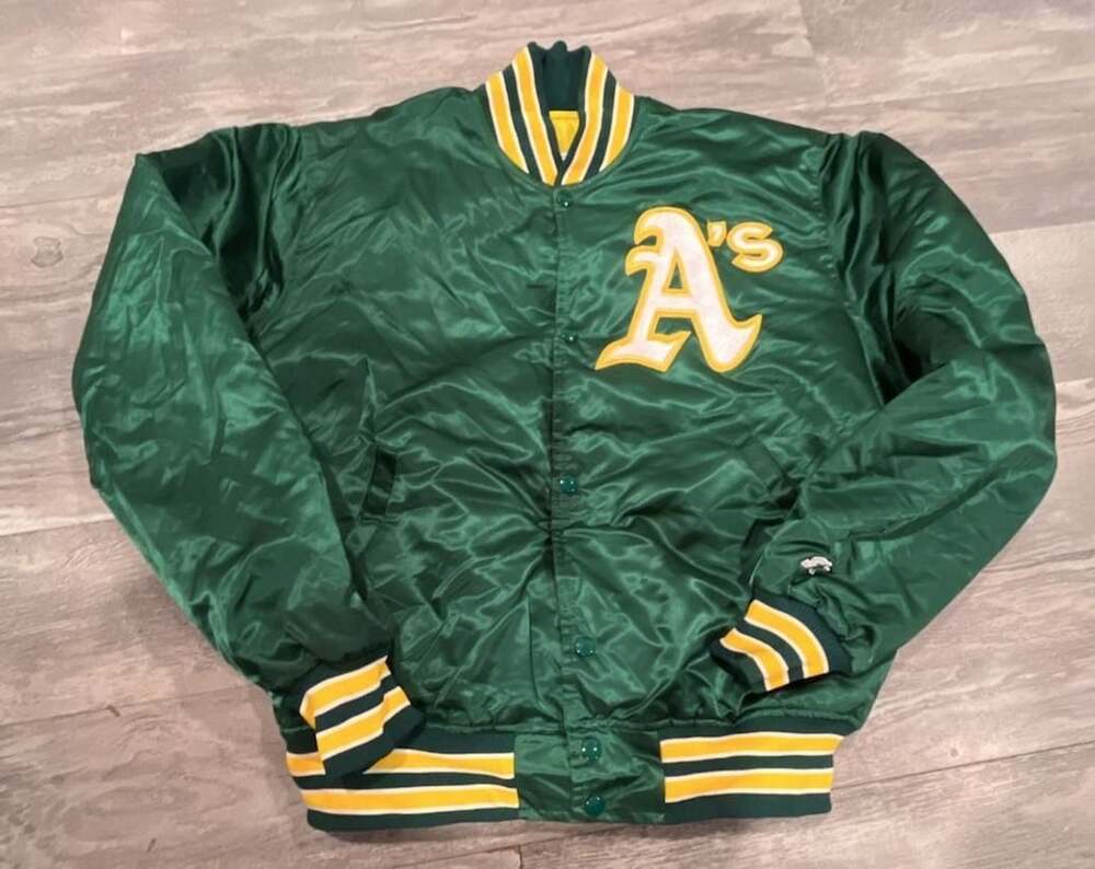 Starter Oakland Athletics Satin Jacket Size L Green